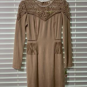 Gianni Bini tan fringe dress